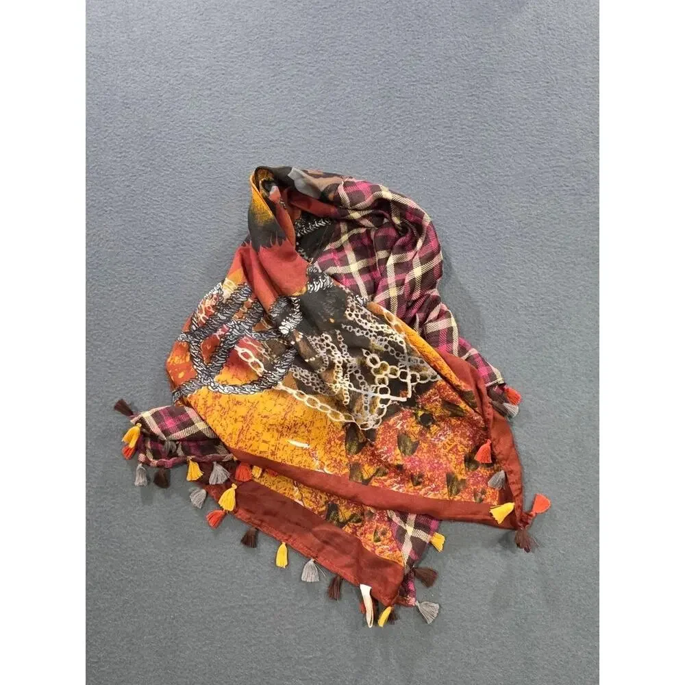 Collection 18 Colorful Floral Print Scarf luxury Designer Flowy A009610